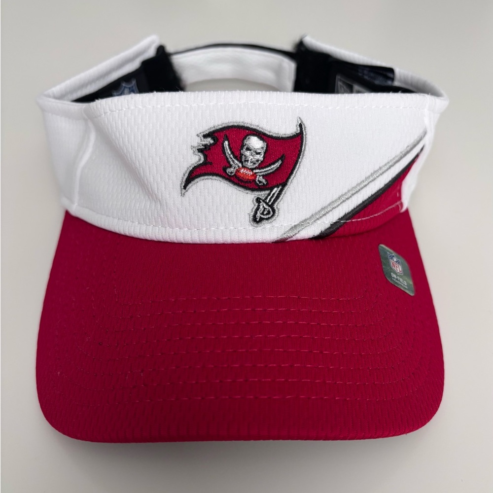 Tampa Bay Buccaneers Red and White New Era Visor. One size fits most.